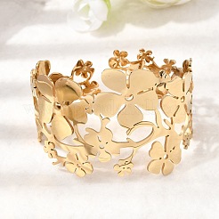 Браслеты-манжеты из нержавеющей стали 304 для женщин&nbsp;LS-BJEW-B166-01G