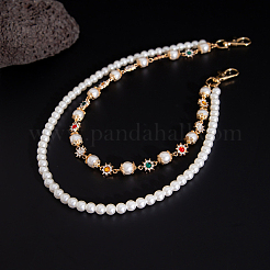 1 шт. пластиковая имитация жемчуга круглая бисерная сплавная цепочка со стразами двухслойные цепные ремни для брюк&nbsp;AJEW-CP0009-84