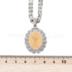 Овальные подвески с узором Virgin из нержавеющей стали 201 для мужчин и женщин&nbsp;LS-NJEW-K283-22G