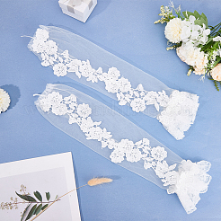 1 пара длинных перчаток без пальцев из полиэстера с цветочным узором&nbsp;AJEW-CY0001-60A