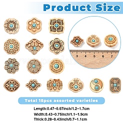 15 шт. 15 стили бусин из тополя&nbsp;WOOD-YW0001-80