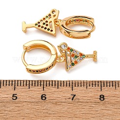 Серьги-кольца из латунного бокала с микропаве из кубических цирконий&nbsp;EJEW-F384-16G-02