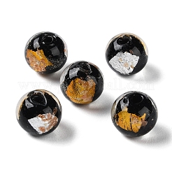 Ручной работы золотые и серебряные бусины Lampwork фольги&nbsp;GLAA-G107-07B-09