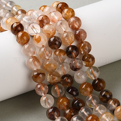 Натуральный желтый гематоидный кварц/золотые целебные кварцевые бусины нити&nbsp;G-C268-B01-02-1