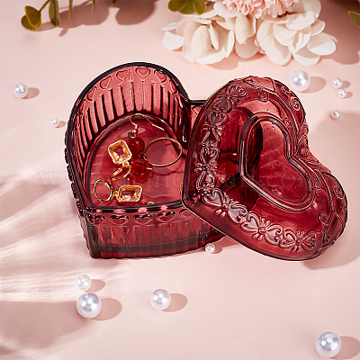 Стеклянные шкатулки для хранения украшений в форме сердца&nbsp;DIY-WH0899-48B-1