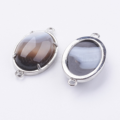 Латунные соединители звеньев натуральный агат&nbsp;G-E398-03I-1