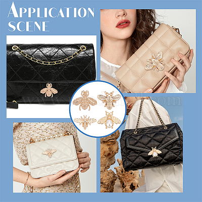 8 комплект из 4 декоративных застежек из цинкового сплава для сумок в стиле пчелы&nbsp;PURS-WR0001-20-1