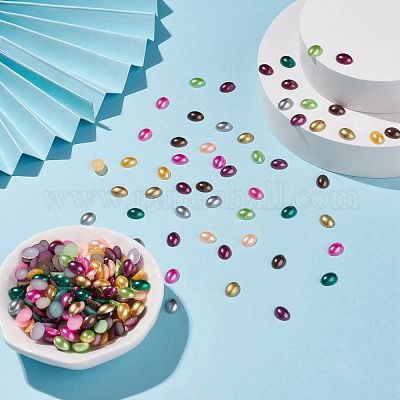 Абс пластмассовые имитационные жемчужные кабошоны&nbsp;SACR-R755-8x6mm-ZM-1