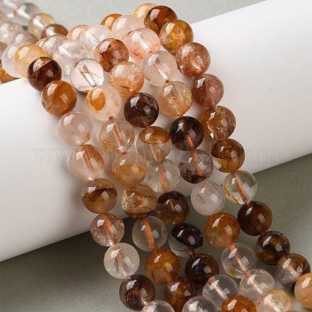 Натуральный желтый гематоидный кварц/золотые целебные кварцевые бусины нити&nbsp;G-C268-B01-02-1