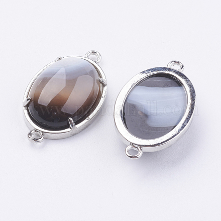 Латунные соединители звеньев натуральный агат G-E398-03I-1