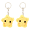 Polyester Keychains, with Alloy Rings, Star, Platinum, Gold, 100mm