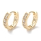 Brass Micro Pave Clear Cubic Zirconia Hoop Earrings, Ring, Real 18K Gold Plated, 12x3x13.5mm