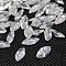 Cubic Zirconia Pointed Back Cabochons, Grade A, Faceted, Horse Eye, Clear, 7x3.5x2.2mm