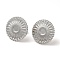 Non-Tarnish 304 Stainless Steel Stud Earring Cabochon Settings, Flat Round with Sun, Stainless Steel Color, Tray: 4mm, 16.5mm, Pin: 0.8mm