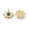 Brass Micro Pave Clear Cubic Zirconia Pendants, with Resin, Real 18K Gold Plated, Evil Eye Charms, Dark Sea Green, 17.5x20.5x6mm, Jump Ring: 6x1mm, Inner Diameter: 4mm