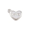 Brass Charms, Heart with Word Love, Long-Lasting Plated, Lead Free & Cadmium Free, Rack Plating, Platinum, 10x12x2mm, Hole: 1mm