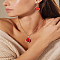 Teardrop Alloy Glass Jewerly Sets. Including Pendant Necklace and Dangle Earring, Red, 470mm