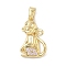 Brass Micro Pave Cubic Zirconia Pendants, Monkey Charms, Long-Lasting Plated, Cadmium Free & Lead Free, Real 18K Gold Plated, 21x13x5mm, Hole: 5x3.5mm