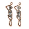 Alloy Pendants, Halloween, Red Copper & Green Patina, Skeleton, 42.5x12x4mm, Hole: 1.8mm