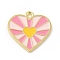 Alloy Enamel Pendants, Heart Charms, Light Gold, Yellow, 19.5x19.5x1.5mm, Hole: 1.8mm