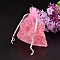 Organza Gift Bags, Organza Pouches for Potpourri, with Drawstring, Rectangle, Pink, 12x10cm