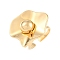 304 Stainless Steel Open Cuff Rings for Women, Real 18K Gold Plated, Flower, 28x26mm, Adjustable