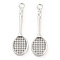 Brass Pendants, Cadmium Free & Nickel Free & Lead Free, Racket Charm, Real Platinum Plated, 27.5x8x2mm, Hole: 1.5mm