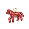 Brass Pendants, Horse Charms, with Enamel, Cadmium Free & Lead Free, Rack Plating, Long-Lasting Plated, with Jump Ring, Real 18K Gold Plated, Red, 14x17x4.5mm, Hole: 3.3mm