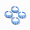 Spray Painted Alloy Cuff Rings, Open Rings, Cadmium Free & Lead Free, Cornflower Blue, US Size 7 1/4(17.5mm)