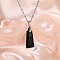Natural Obsidian Trapezoid Pendant Necklaces, Stainless Steel Cable Chain Necklaces for Women, 17.72 inch(45cm)