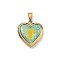 304 Stainless Steel Locket Pendants, Ion Plating(IP), Heart with Pattern Charms, Pale Turquoise, 25x22.5x5.5mm, Hole: 8x4mm, Inner Diameter: 16.5x16.5mm
