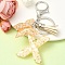 Resin & Acrylic Keychain, with Faux Suede Tassel Pendant & Alloy Findings, Letter X, 9.5cm