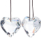 2Pcs Glass Heart Pendant Decorations, Wall Hanging Ornaments, Clear, 43.5x45x24mm
