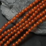 Нити бусин из драгоценных камней, природного сердолика, окрашенные, круглые, темно-оранжевый, 6 мм, отверстие : 0.8 мм, около 62~65 шт / нитка, 14.6~15.5 дюйм
