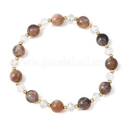 Женские браслеты из бусин натурального черного лунного камня&nbsp;BJEW-JB12792