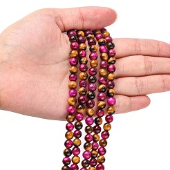 Нити бусин из натурального розового тигрового глаза (окрашенного и нагретого) и желтого тигрового глаза (окрашенного и нагретого)&nbsp;X-G-G101-6mm-1