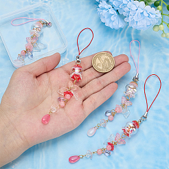 4 шт. 2 стильных акриловых и стеклянных мобильных ремешка&nbsp;HJEW-WR00023