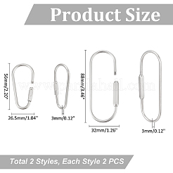 4 шт. 2 стиля подвески-карабиновые замки из нержавеющей стали 304&nbsp;STAS-UN0059-93