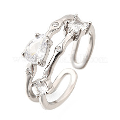 Капля 925 стерлингового серебра кубический цирконий регулируемые манжеты кольца для женщин&nbsp;RJEW-S631-02P