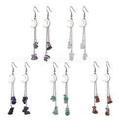 Серьги-подвески в форме луны из нержавеющей стали 304&nbsp;EJEW-JE06393