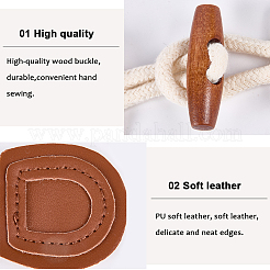 4 пара пряжек из дерева и искусственной кожи&nbsp;DIY-CY0002-24