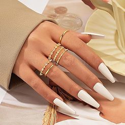 Наборы колец для пальцев из цинкового сплава с кристаллами в виде конского глаза/квадратного/плоского круглого кристалла со стразами&nbsp;FS-WG67419-04