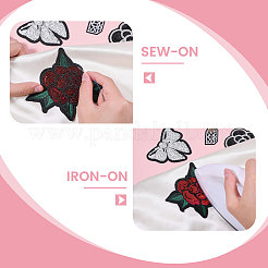 12 шт. 11 стиля цветочных компьютерных вышивок с термонаклейками/пришивными нашивками&nbsp;PATC-CA0001-34