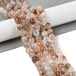 Нити бусин из рутилированного кварца из натурального черного золота&nbsp;G-H093-B02-8MM