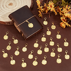 26 шт. плоская круглая подвеска с буквой a~z из сплава&nbsp;HJEW-BC00064