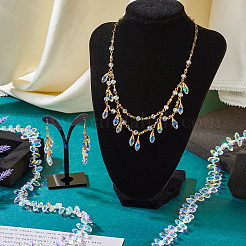 2 нить гальванизированных прозрачных стеклянных граненых бусин в форме капли&nbsp;EGLA-TA0001-36A