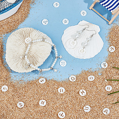 24 шт. 12 стиля 12 созвездия натуральные пресноводные ракушки полые плоские круглые подвески&nbsp;SHEL-BBC0001-12