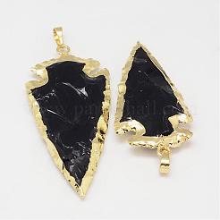 Природные обсидиана большие кулоны&nbsp;G-G895-07G