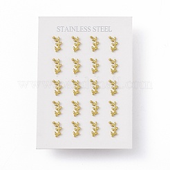 Серьги-гвоздики с крошечными листьями и веточками из нержавеющей стали 304 с вакуумным покрытием PVD для женщин&nbsp;EJEW-P212-11G