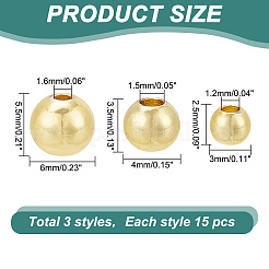 45 шт. 3 стиля латунные сплошные бусины&nbsp;KK-LP0001-15